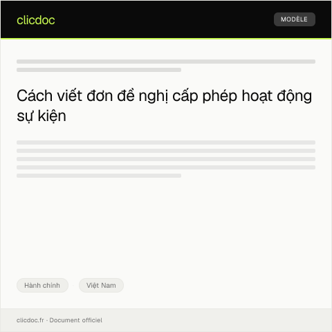 Document preview: Đơn đề nghị cấp phép hoạt động sự kiện — Hành chính, Việt Nam