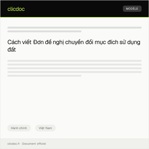 Document preview: Đơn đề nghị chuyển đổi mục đích sử dụng đất — Hành chính, Việt Nam