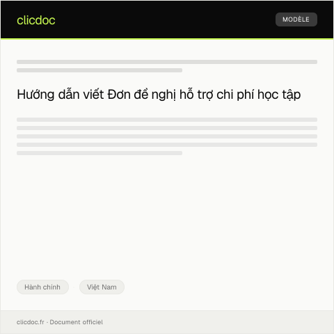 Document preview: Đơn đề nghị hỗ trợ chi phí học tập — Hành chính, Việt Nam