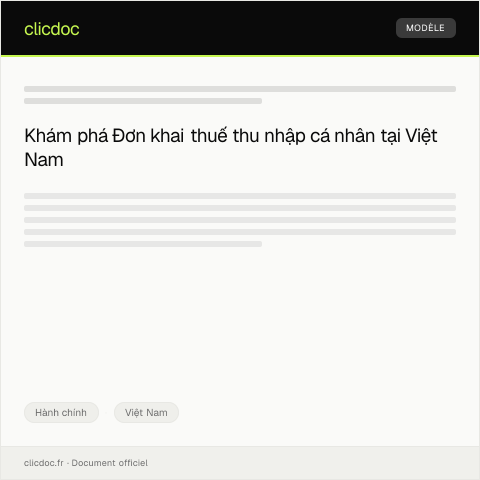 Document preview: Đơn khai thuế thu nhập cá nhân — Hành chính, Việt Nam