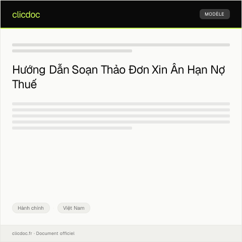 Document preview: Đơn xin ân hạn nợ thuế — Hành chính, Việt Nam
