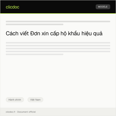 Document preview: Đơn xin cấp hộ khẩu — Hành chính, Việt Nam