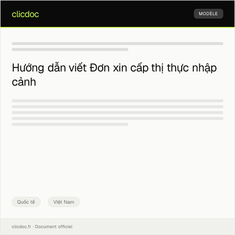 Document preview: Đơn xin cấp thị thực nhập cảnh — Quốc tế, Việt Nam