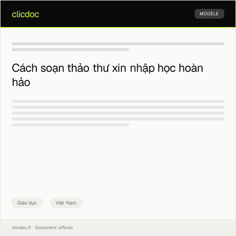 Document preview: Đơn xin nhập học — Giáo dục, Việt Nam