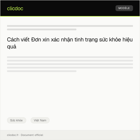 Document preview: Đơn xin xác nhận tình trạng sức khỏe — Sức khỏe, Việt Nam