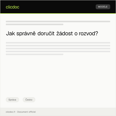 Document preview: Doručení žádosti o rozvod — Správa, Česko