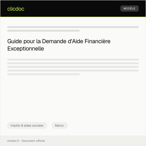 Aperçu du document Dossier pour l’obtention d’une aide financière exceptionnelle — Impôts & aides sociales, Maroc