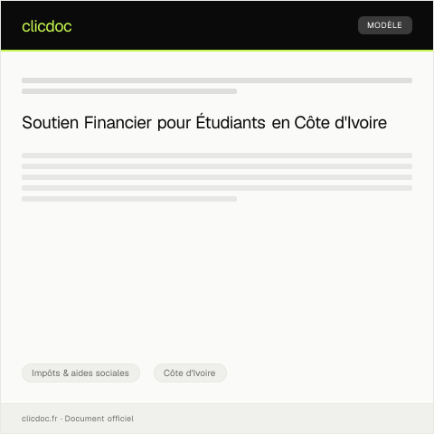 Aperçu du document Dossier d'Assistance Financière pour Étudiants — Impôts & aides sociales, Côte d'Ivoire