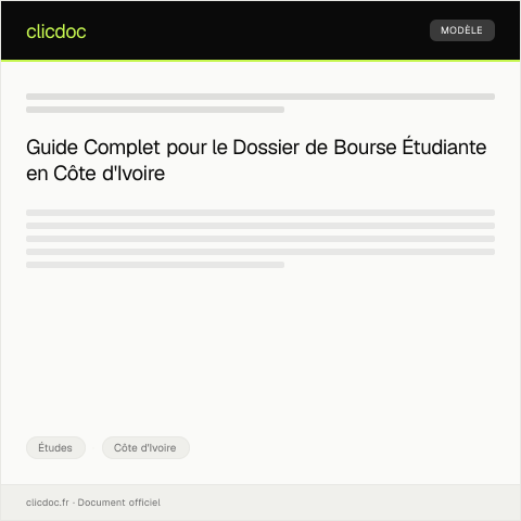Aperçu du document Dossier de candidature pour bourse pour étudiants en formation technique — Études, Côte d'Ivoire