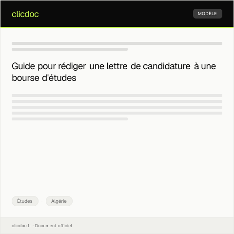 Aperçu du document Dossier de candidature pour bourses d'études à l'étranger — Études, Algérie