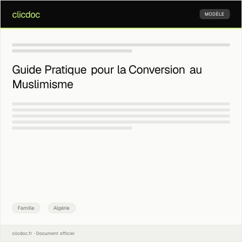 Aperçu du document Dossier pour Conversion au Muslimisme et Reconnaissance Religieuse — Famille, Algérie