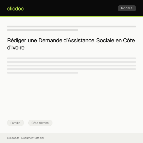 Aperçu du document Dossier de demande d'assistance sociale — Famille, Côte d'Ivoire