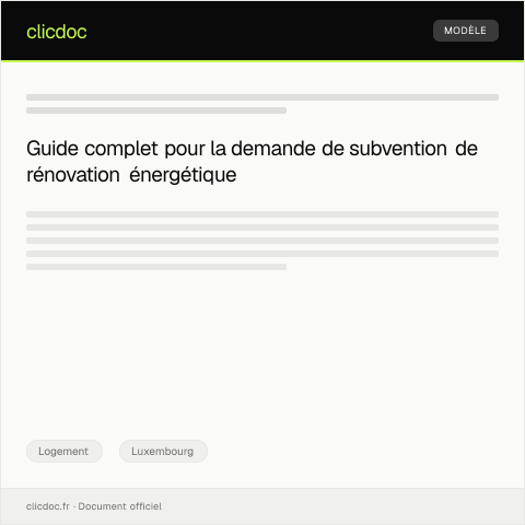Aperçu du document Dossier de demande de subvention pour rénovation énergétique — Logement, Luxembourg