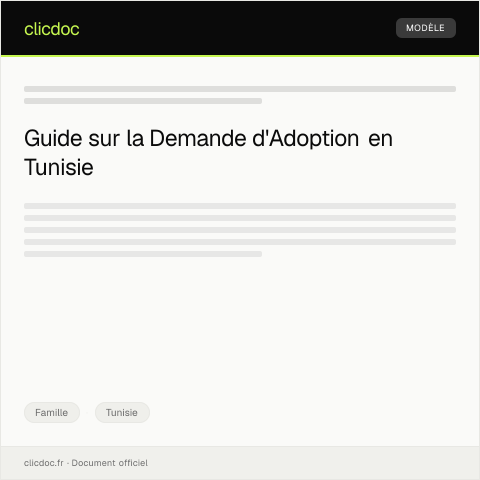 Aperçu du document Dossier de Demande d'Adoption — Famille, Tunisie
