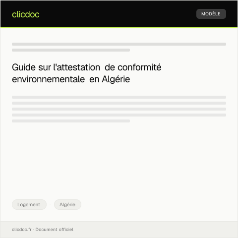 Aperçu du document Dossier de demande d'attestation de conformité environnementale — Logement, Algérie