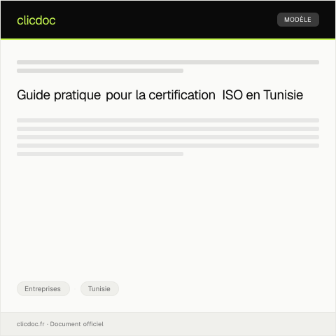Aperçu du document Dossier de demande de certification ISO — Entreprises, Tunisie