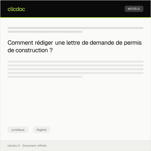 Aperçu du document Dossier de Demande de Permis de Construction ou d’Extension — Juridique, Algérie