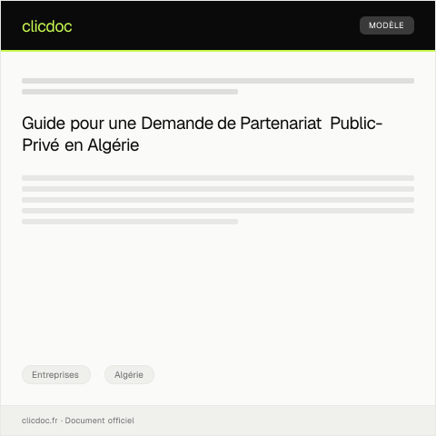 Aperçu du document Dossier de demande de partenariat public-privé (PPP) — Entreprises, Algérie