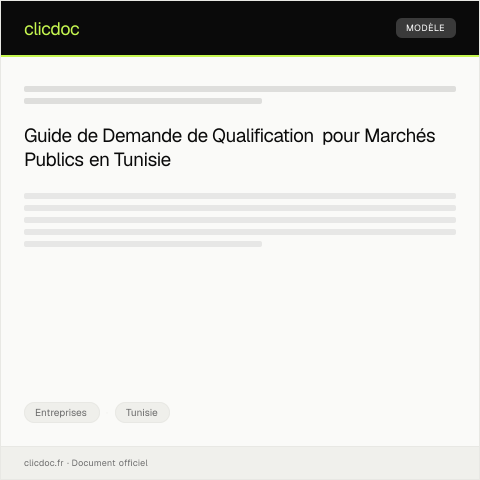 Aperçu du document Dossier de demande de qualification pour les marchés publics — Entreprises, Tunisie