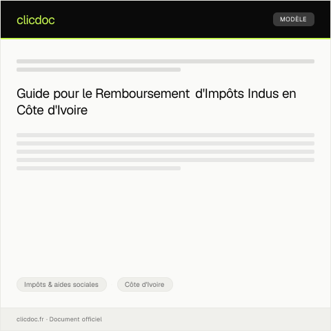 Aperçu du document Dossier de Demande de Remboursement d'Impôts Indus — Impôts & aides sociales, Côte d'Ivoire