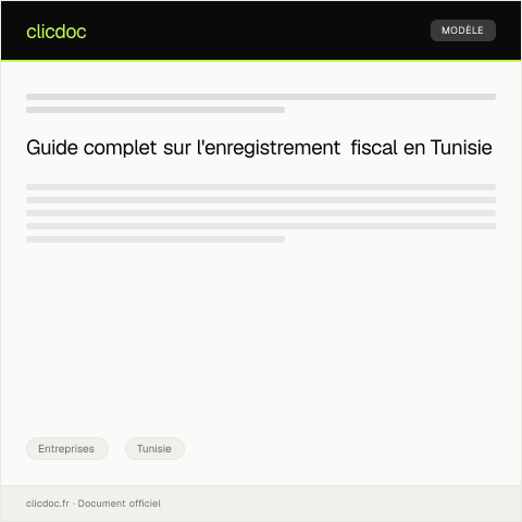 Aperçu du document Dossier de demande d'enregistrement fiscal — Entreprises, Tunisie