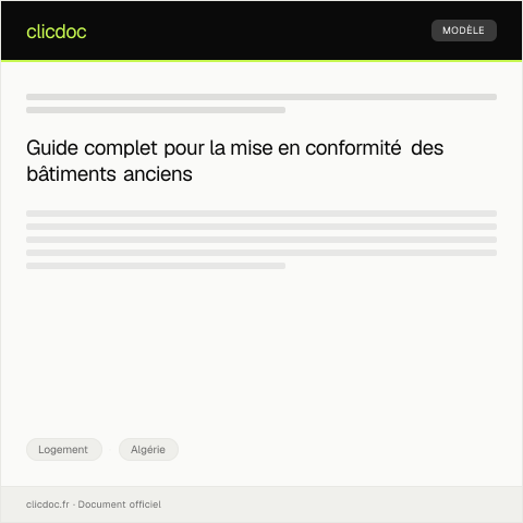 Aperçu du document Dossier de demande de mise en conformité des bâtiments anciens — Logement, Algérie
