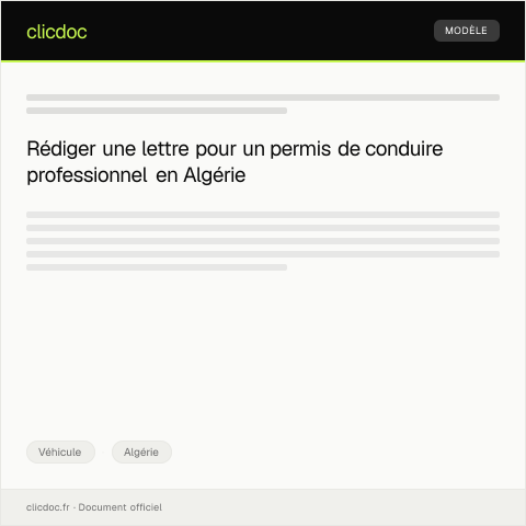 Aperçu du document Dossier pour permis de conduire professionnel — Véhicule, Algérie