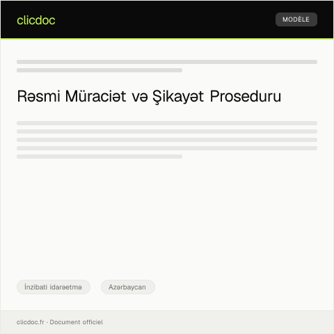 Document preview: Dövlət orqanlarına rəsmi müraciət və ya şikayət — İnzibati idarəetmə, Azərbaycan