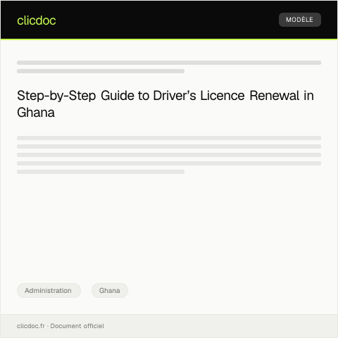 Document preview: Application for Driver’s Licence Renewal at Driver and Vehicle Licensing Authority — Administration, Ghana