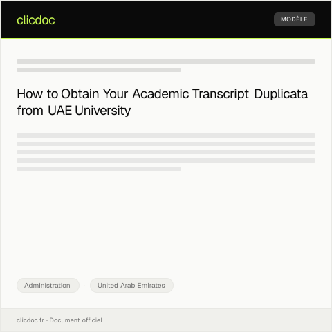 Document preview: Request for Academic Transcript Duplicata from UAE University — Administration, United Arab Emirates