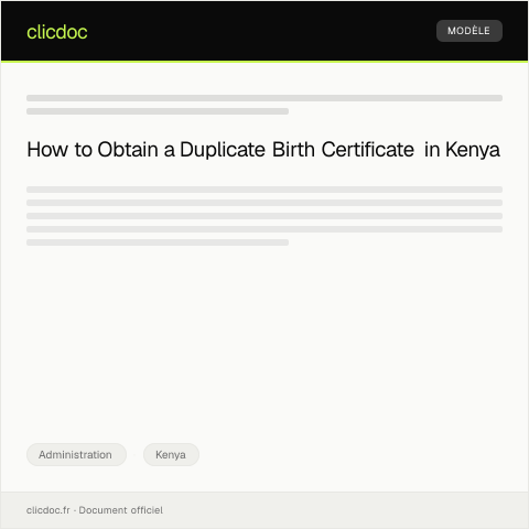 Document preview: Request for duplicate copy of birth certificate from the National Registration Bureau — Administration, Kenya