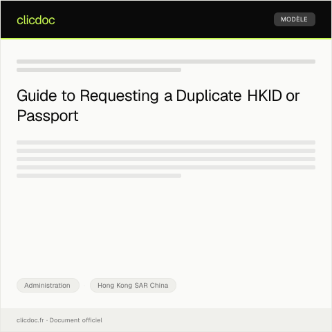 Document preview: Request for Duplicate of Identity Card or Passport — Administration, Hong Kong SAR China