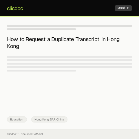 Document preview: Duplicate Transcript Request / 學業成績單補發申請 — Education, Hong Kong SAR China