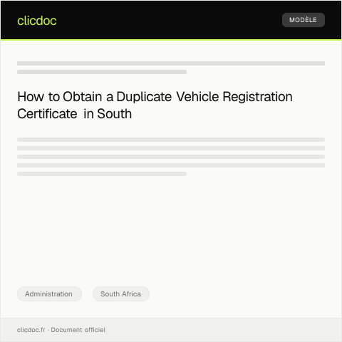 Document preview: Request for Duplicate Registration Certificate of Vehicle from Department of Transport — Administration, South Africa