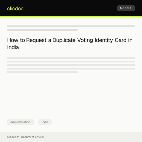 Document preview: Application for Duplicate Voting Identity Card from Election Commission of India — Administration, India
