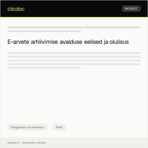 Document preview: E-arvete arhiivimise avaldus — Pangandus ja rahandus, Eesti