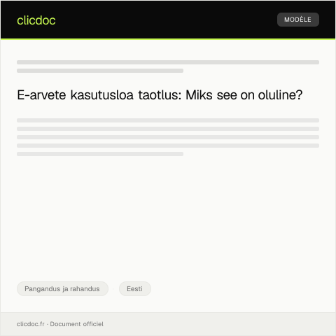 Document preview: E-arvete kasutusloa taotlus — Pangandus ja rahandus, Eesti