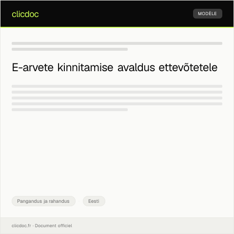 Document preview: E-arvete kinnitamise avaldus — Pangandus ja rahandus, Eesti