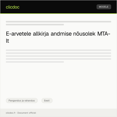 Document preview: E-arvetele allkirja andmise nõusolek — Pangandus ja rahandus, Eesti