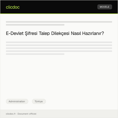 Document preview: E-Devlet Şifresi Talep Dilekçesi — Administration, Türkiye