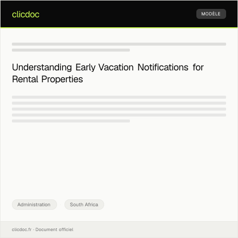 Document preview: Notification of Early Vacation of Rental Property — Administration, South Africa