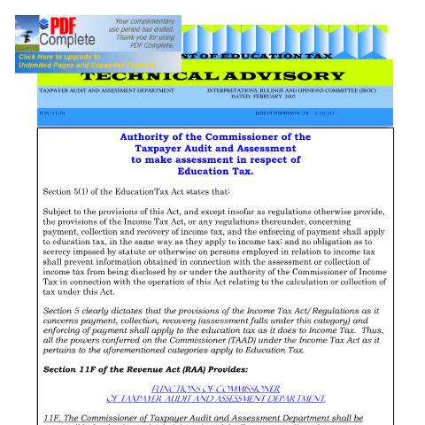 Document preview: 2002.IROC.EDTAX - Authority to Make Assessment in Respect of Education Tax — Document, Jamaica (CERFA n°2002+iroc+edtax+-+authority+to+make+assessment+in+respect+of+education+tax)