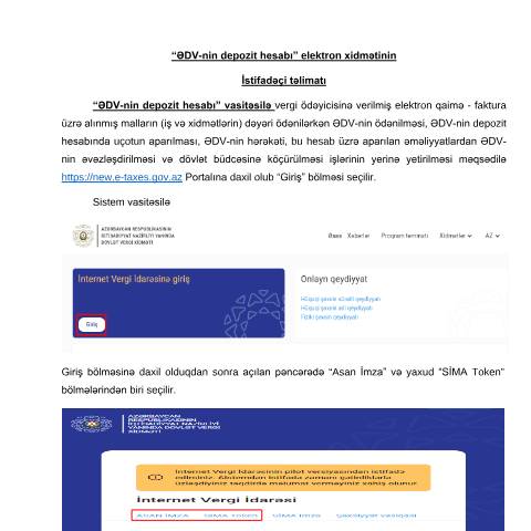 Document preview: Vahid depozit hesabı vasitəsilə ƏDV üzrə elektron ödənişlərin və əvəzləşmələrin aparılması — ƏDV (TVA), Azərbaycan