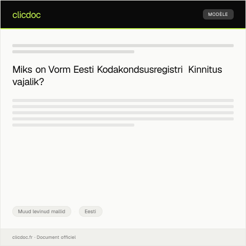 Document preview: Vorm Eesti Kodakondsusregistri Kinnitus — Muud levinud mallid, Eesti