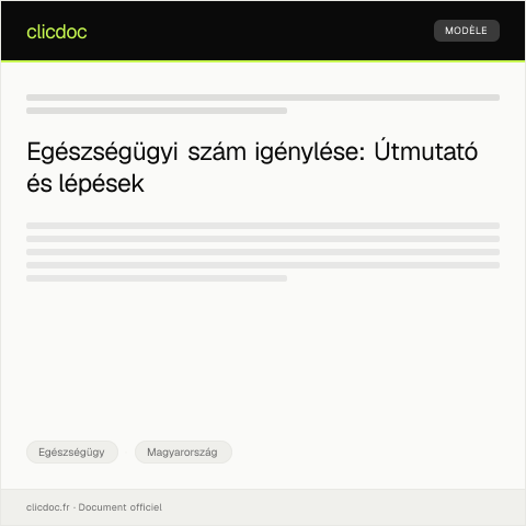 Document preview: Egészségügyi szám kérvényezése — Egészségügy, Magyarország