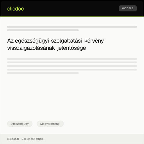 Document preview: Egészségügyi szolgáltatási kérvény visszaigazolása — Egészségügy, Magyarország