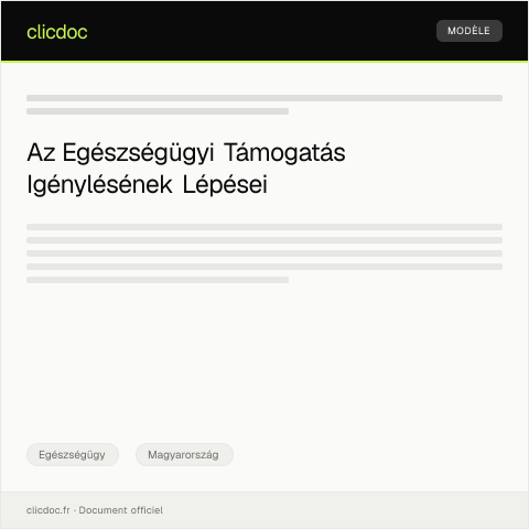 Document preview: Egészségügyi támogatás igénylése — Egészségügy, Magyarország