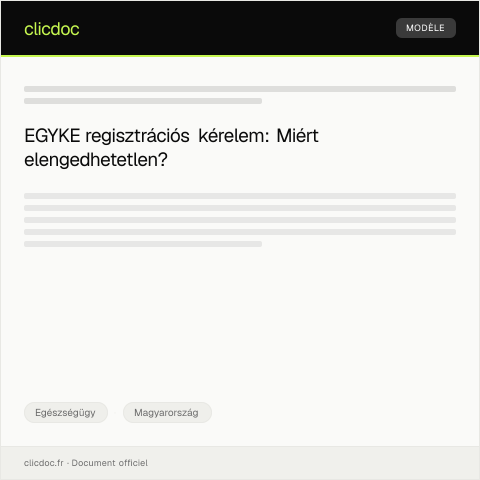 Document preview: EGYKE regisztrációs kérelem — Egészségügy, Magyarország