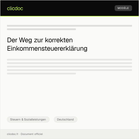 Dokumentvorschau: Einkommensteuererklärung für das Steuerjahr einreichen — Steuern & Sozialleistungen, Deutschland