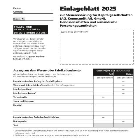 Dokumentvorschau: 5b - Einlageblatt zu Formular 5 PDF 747.21 kB 6. August 2025 — Direkte Bundessteuer, Schweiz (CERFA n°5b)